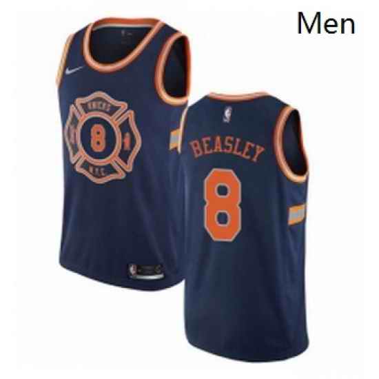 Mens Nike New York Knicks 8 Michael Beasley Authentic Navy Blue NBA Jersey City Edition